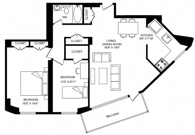 Floor plan layout diagram for 2J